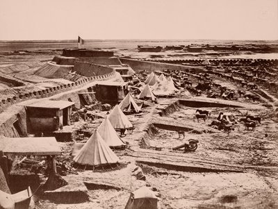 A French Horse Encampment during the China War of 1860 by French Photographer